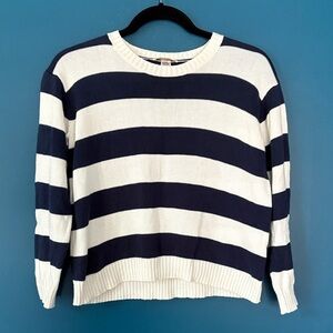 The Beaufort Bonnet Company Girls Navy and White Striped Sweater